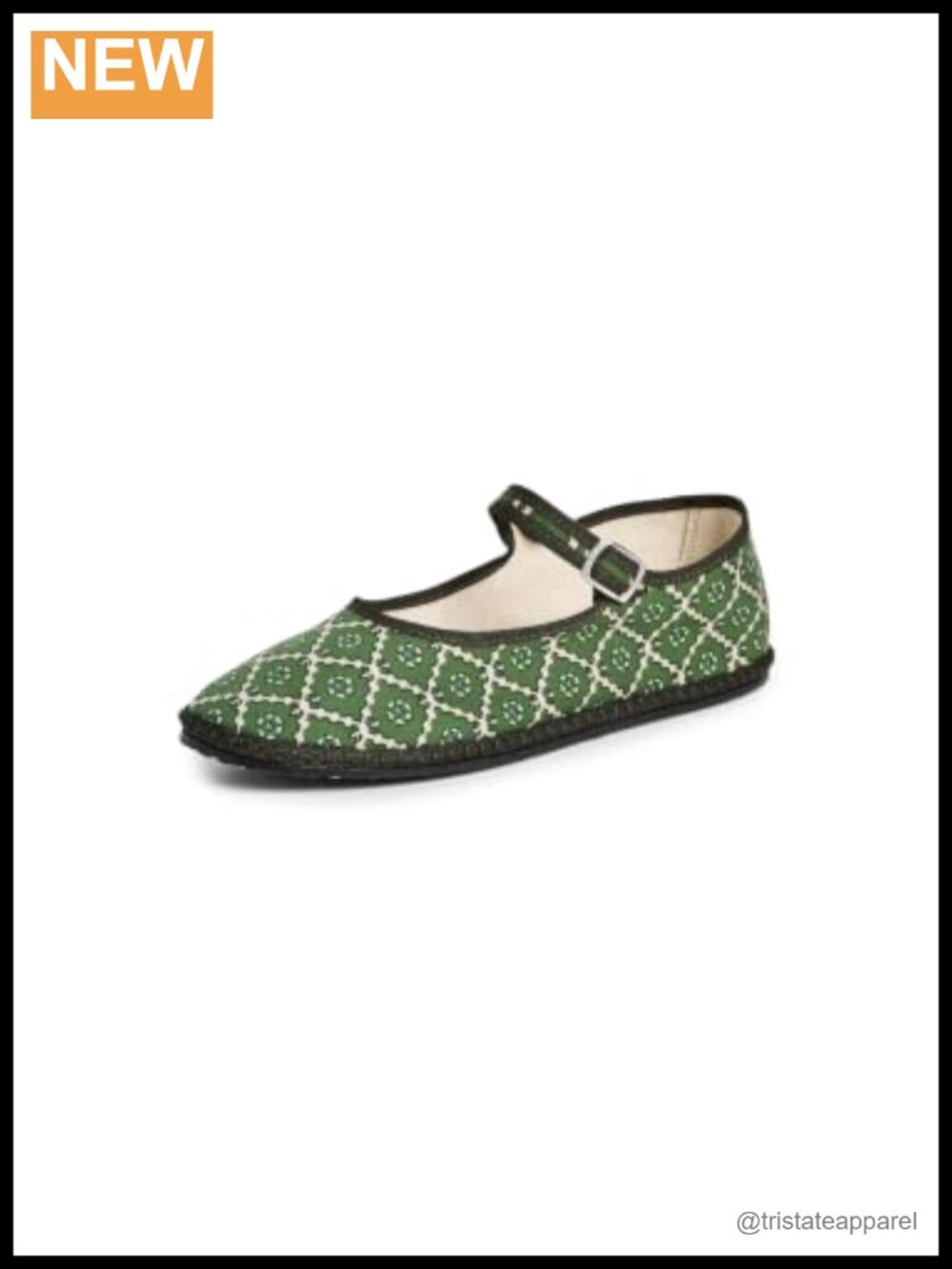 Cotton Mary Janes Flats Cushioned Footbed Buckle Strap
